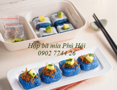 Hộp bã mía 2 ngăn nắp liền 800ml 